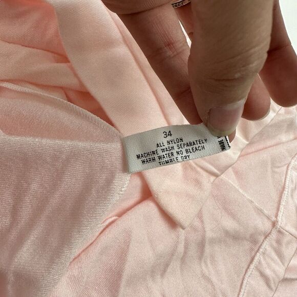 NWT VTG Shadowline Cuddlemere Nylon Pajama Top Sz 34 Pink Floral Embroidery - Picture 11 of 11